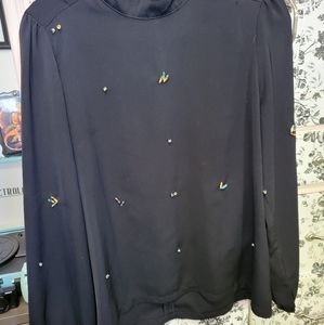 Forever 21 black rhinestone blouse